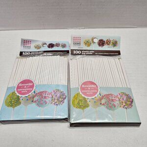 2 Lot New GoodCook Sweet Creations 6" Plastic Reusable Cake Pop Sticks of 100
